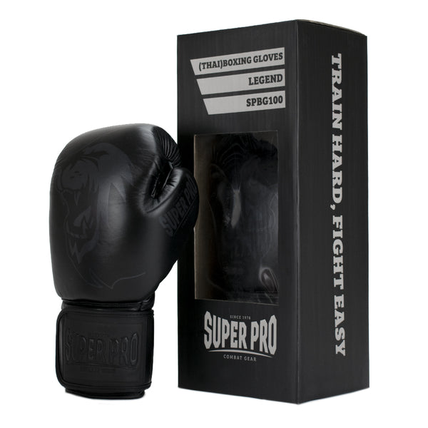 Super Pro Combat Gear Legend Lederen (kick)bokshandschoenen Zwart