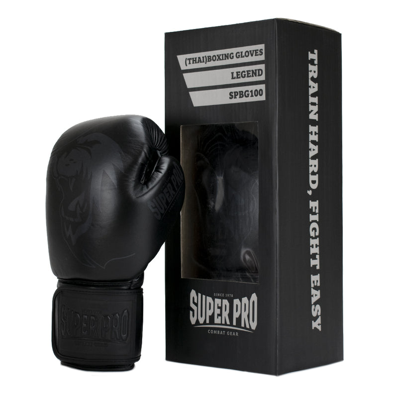 Super Pro Combat Gear Legend Lederen (kick)bokshandschoenen Zwart