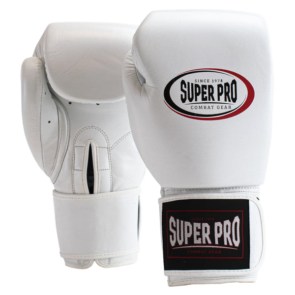Super Pro Combat Gear Thai-Pro Lederen (Thai)bokshandschoenen Wit/Zwart