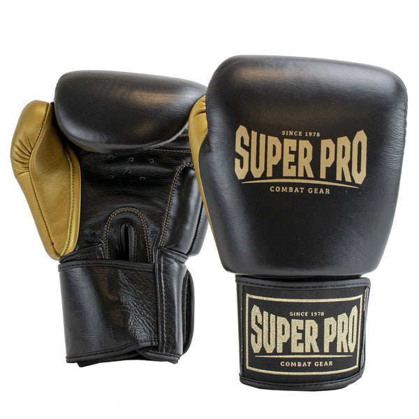 Super Pro Lederen (thai)bokshandschoenen Enforcer Zwart/Goud