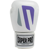 Super Pro Combat Gear (kick)Bokshandschoenen Leder No Mercy Wit/Paars/Zilver