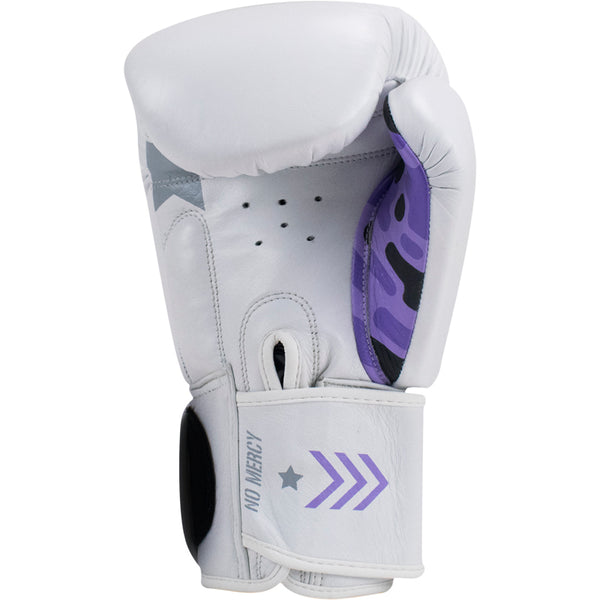 Super Pro Combat Gear (kick)Bokshandschoenen Leder No Mercy Wit/Paars/Zilver