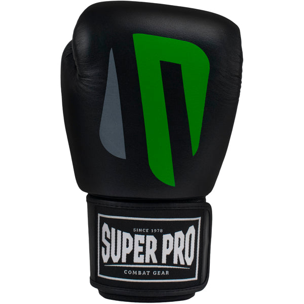 Super Pro Combat Gear (kick)Bokshandschoenen Leder No Mercy Zwart/Groen/Zilver