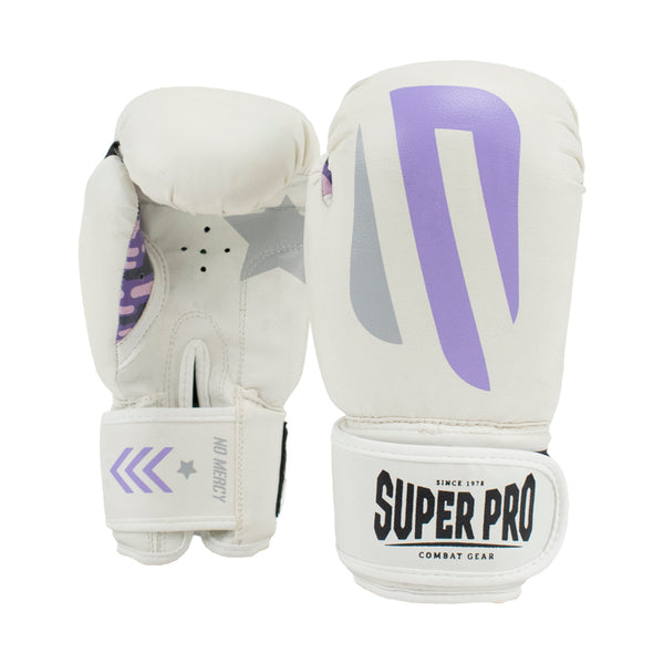Super Pro Combat Gear (kick)Bokshandschoenen Kids No Mercy Wit/Paars/Zilver