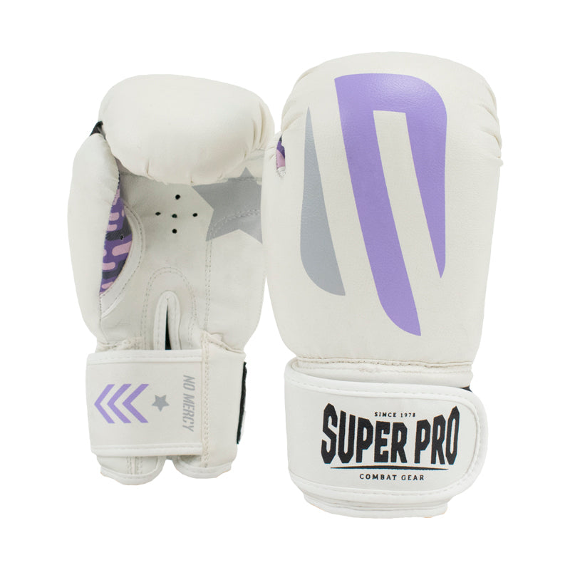 Super Pro Combat Gear (kick)Bokshandschoenen Kids No Mercy Wit/Paars/Zilver