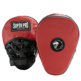 Super Pro Lederen Gebogen Hook and Jab Pad Zwart/Rood