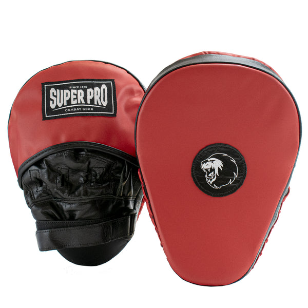Super Pro Lederen Gebogen Hook and Jab Pad Zwart/Rood