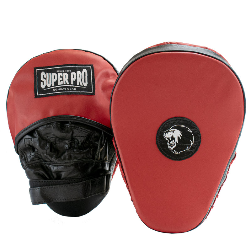 Super Pro Lederen Gebogen Hook and Jab Pad Zwart/Rood