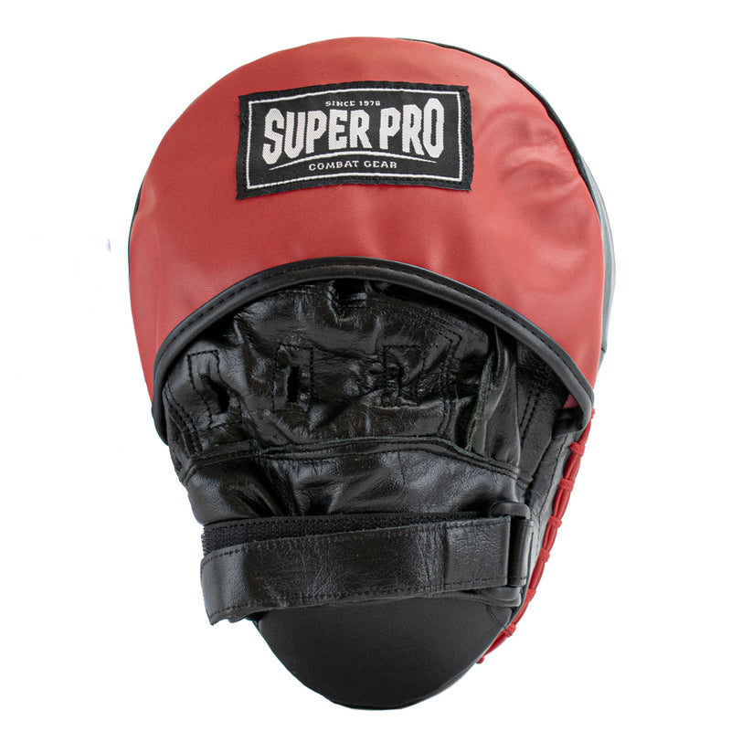 Super Pro Lederen Gebogen Hook and Jab Pad Zwart/Rood