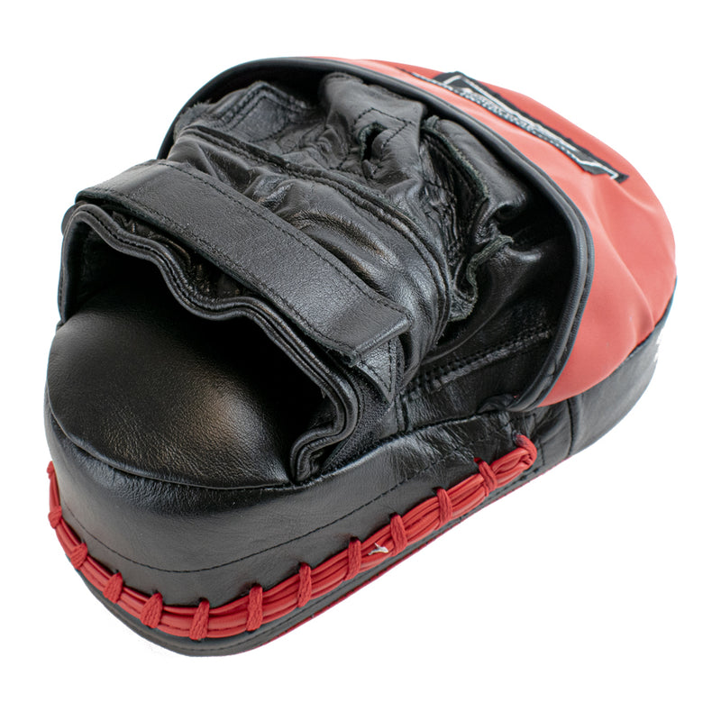 Super Pro Lederen Gebogen Hook and Jab Pad Zwart/Rood