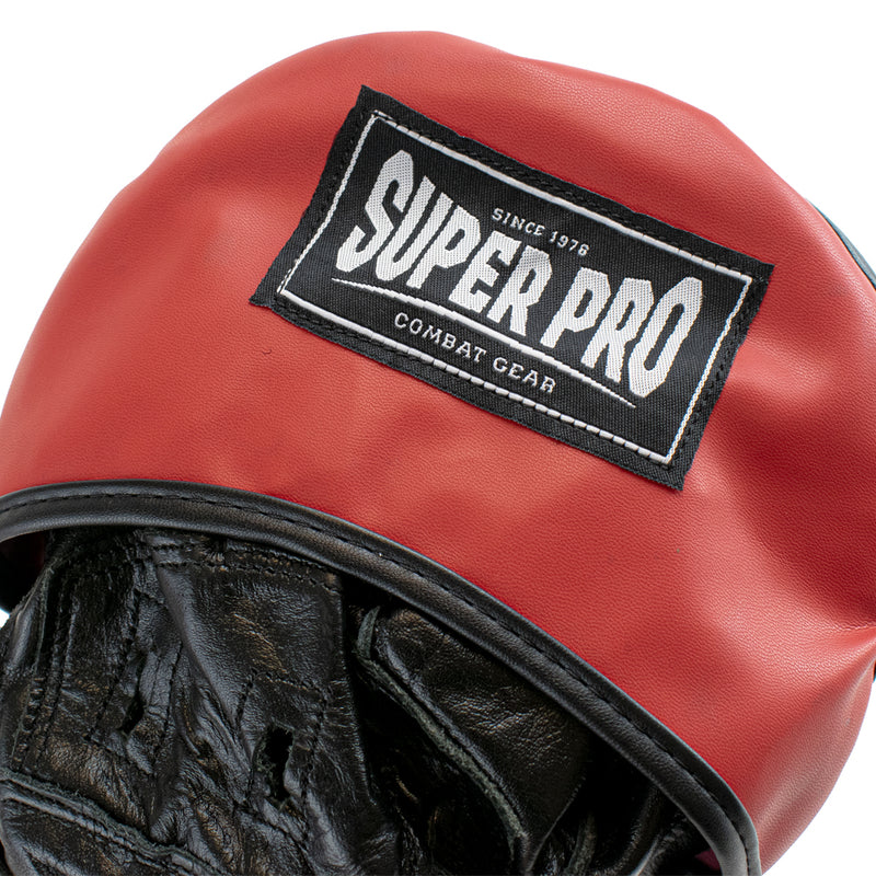 Super Pro Lederen Gebogen Hook and Jab Pad Zwart/Rood