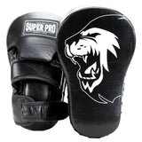 Super Pro Combat Gear Handmitts Long Curved Leder Zwart/Wit