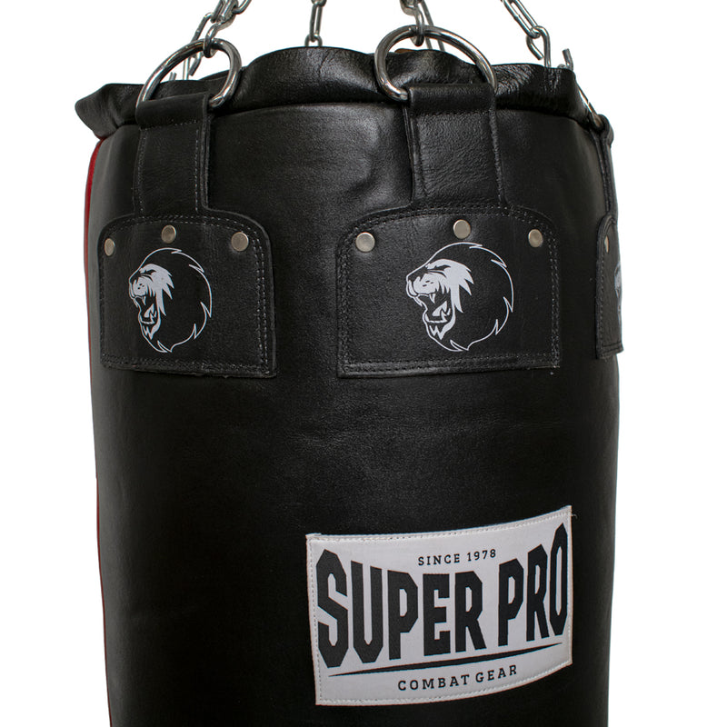 Super Pro Leather Punch Bag Gigantor Zwart/Rood 138x42 cm