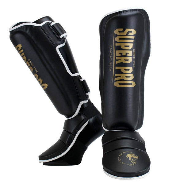 Super Pro Combat Gear Scheenbeschermer Protector SE Zwart/Goud/Wit
