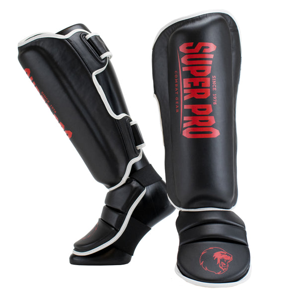 Super Pro Combat Gear Scheenbeschermer Protector SE Zwart/Rood/Wit