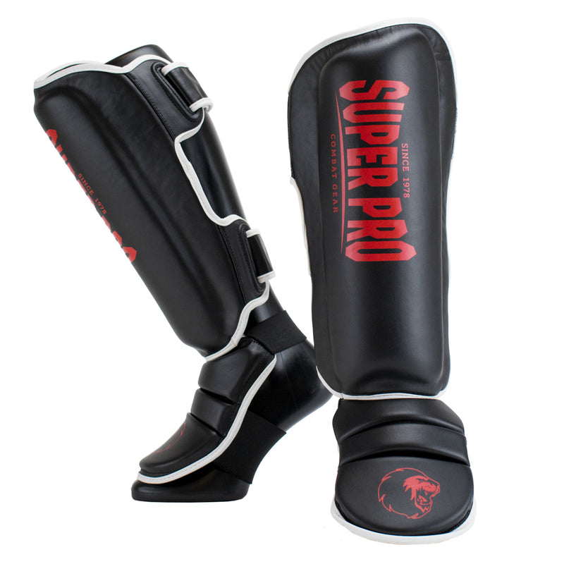 Super Pro Combat Gear Scheenbeschermer Protector SE Zwart/Rood/Wit