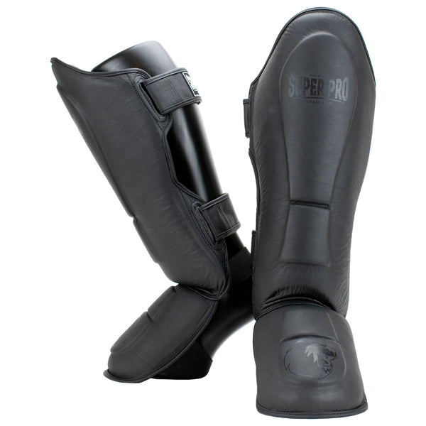 Super Pro Combat Gear Lederen Scheenbeschermer Guardian Grijs