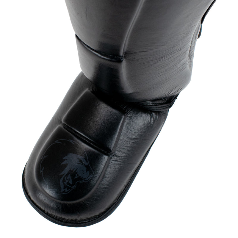 Super Pro Combat Gear Lederen Scheenbeschermer Guardian Zwart