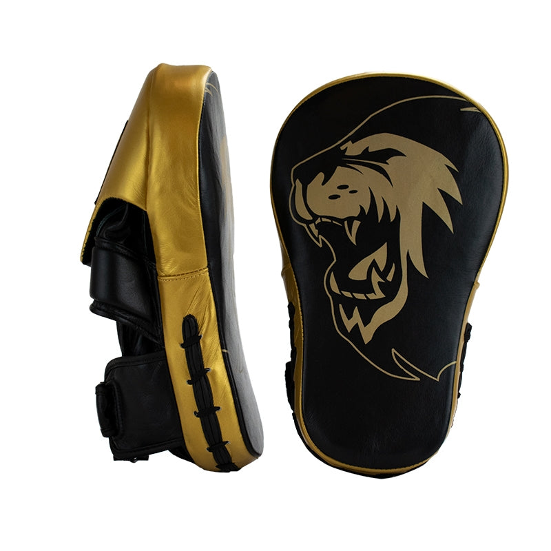 Super Pro Combat Gear Handmitts Long Curved Leder Zwart/Goud